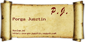 Porga Jusztin névjegykártya